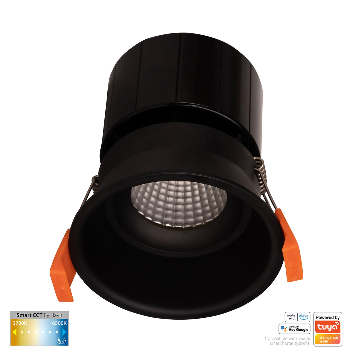 Black Deep Fixed WIFI Downlight 76mm Cutout - HV5513CCT-BLK