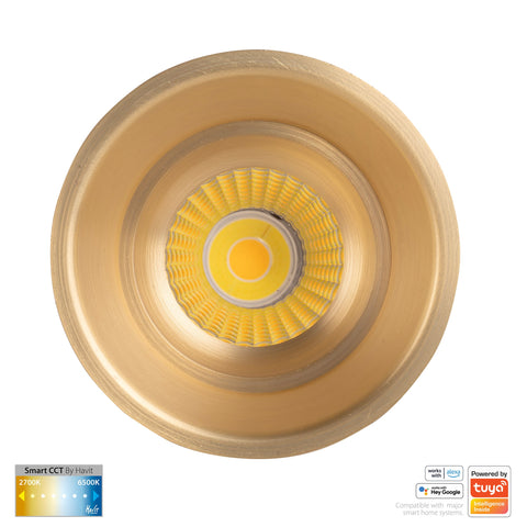 Prime Brass Coloured Fixed Deep CCT WIFI LED Downlight - HV5513CCT-BR