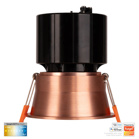 Prime Copper Coloured Fixed Deep CCT WIFI LED Downlight - HV5513CCT-CP