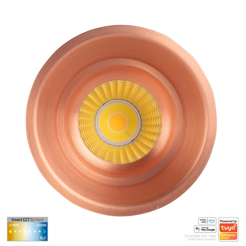 Prime Copper Coloured Fixed Deep CCT WIFI LED Downlight - HV5513CCT-CP