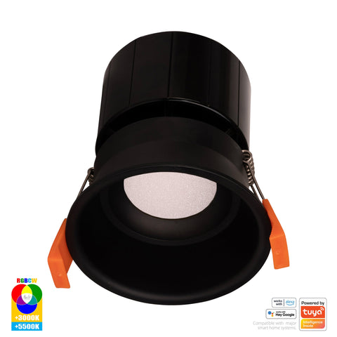 Black Deep Fixed WIFI Downlight 76mm Cutout - HV5513RGBCW-BLK