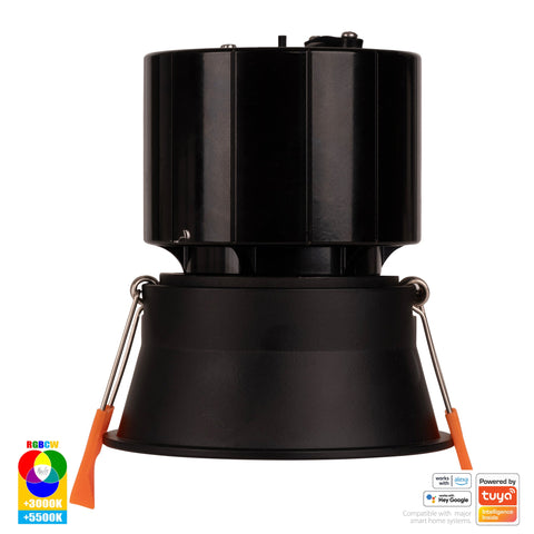 Black Deep Fixed WIFI Downlight 76mm Cutout - HV5513RGBCW-BLK