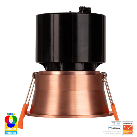 Prime Copper Coloured Fixed Deep RGBCW WIFI LED Downlight - HV5513RGBCW-CP