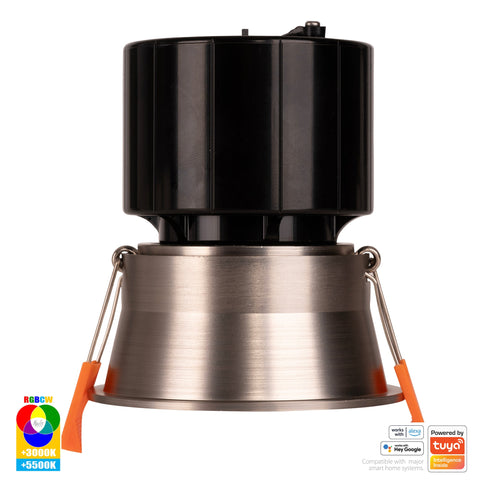 Prime Nickel Coloured Fixed Deep RGBCW WIFI LED Downlight - HV5513RGBCW-NK