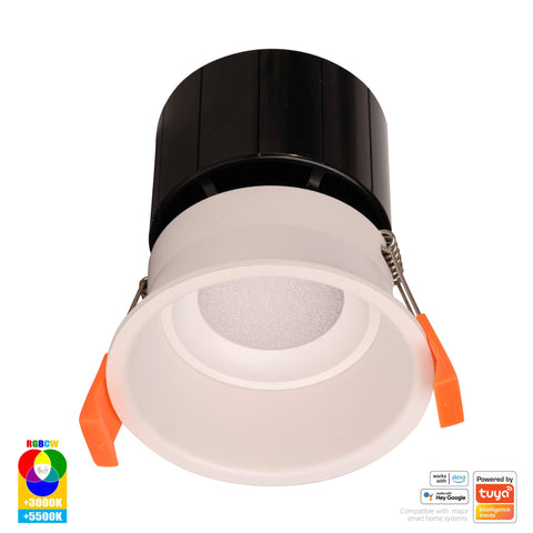 White Deep Fixed WIFI Downlight 76mm Cutout - HV5513RGBCW-WHT