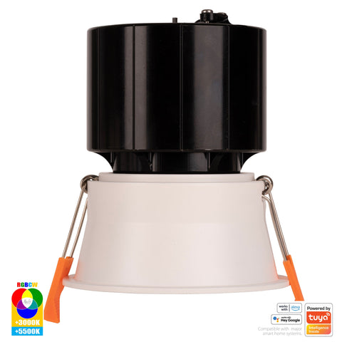 White Deep Fixed WIFI Downlight 76mm Cutout - HV5513RGBCW-WHT