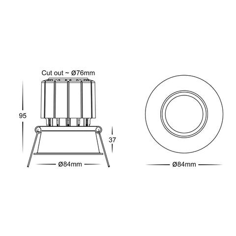 Prime White Fixed Deep LED Downlight - HV5513T-WHT