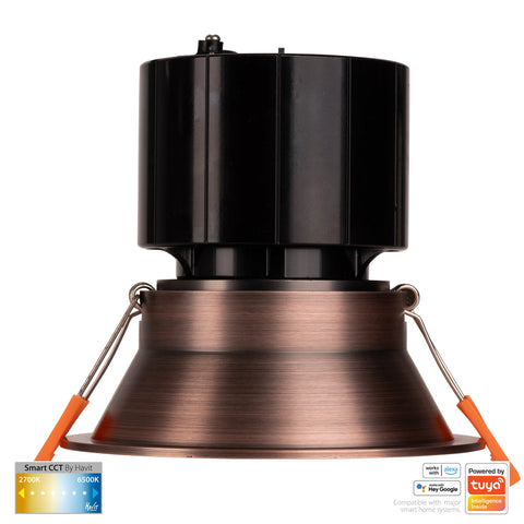 Prime Antique Brass Fixed Deep CCT WIFI LED Downlight - HV5514CCT-AB