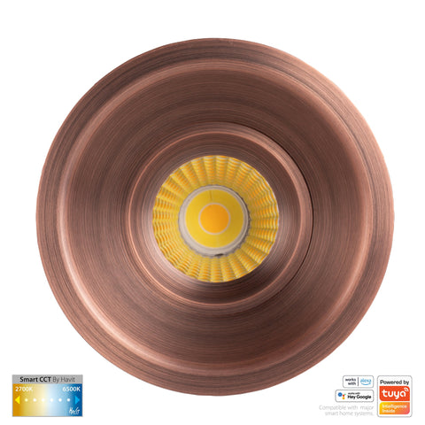 Prime Antique Brass Fixed Deep CCT WIFI LED Downlight - HV5514CCT-AB