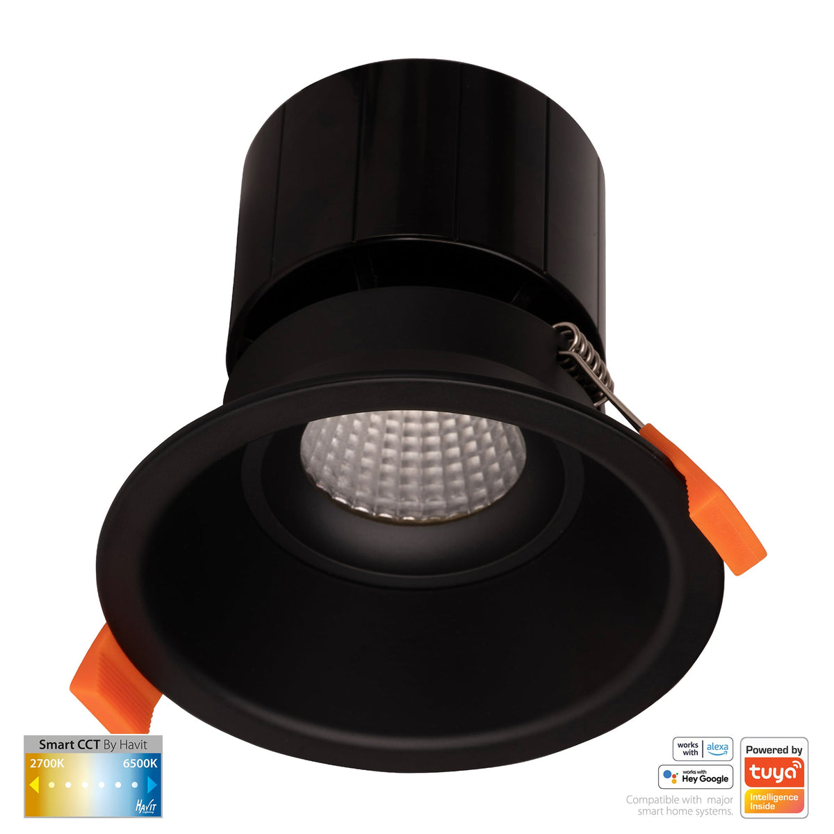 Black Deep Fixed WIFI Downlight 90mm Cutout - HV5514CCT-BLK