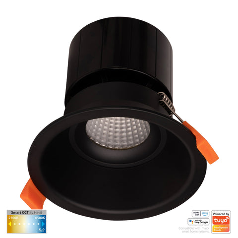 Black Deep Fixed WIFI Downlight 90mm Cutout - HV5514CCT-BLK