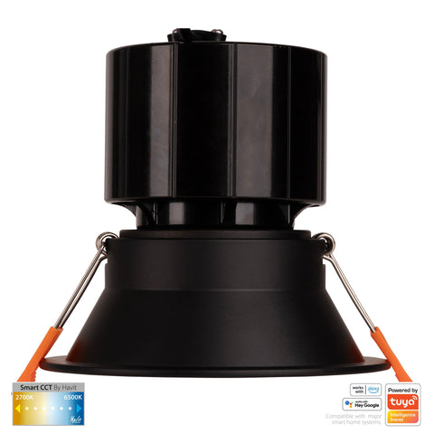 Black Deep Fixed WIFI Downlight 90mm Cutout - HV5514CCT-BLK