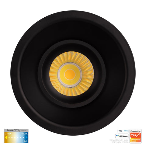 Black Deep Fixed WIFI Downlight 90mm Cutout - HV5514CCT-BLK