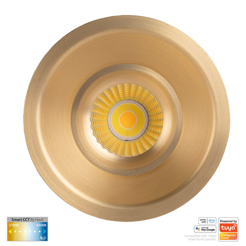 Prime Brass Coloured Fixed Deep CCT WIFI LED Downlight - HV5514CCT-BR
