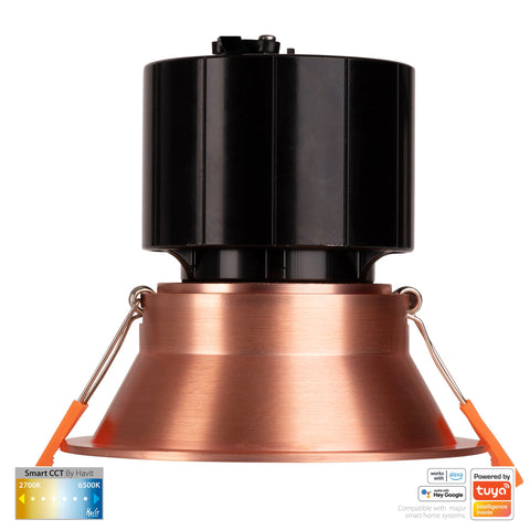 Prime Copper Coloured Fixed Deep CCT WIFI LED Downlight - HV5514CCT-CP