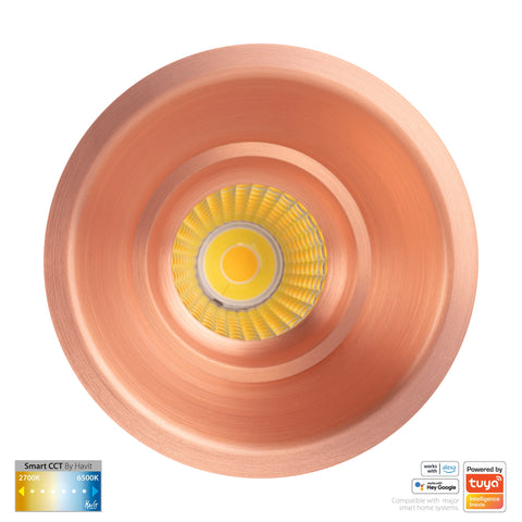 Prime Copper Coloured Fixed Deep CCT WIFI LED Downlight - HV5514CCT-CP