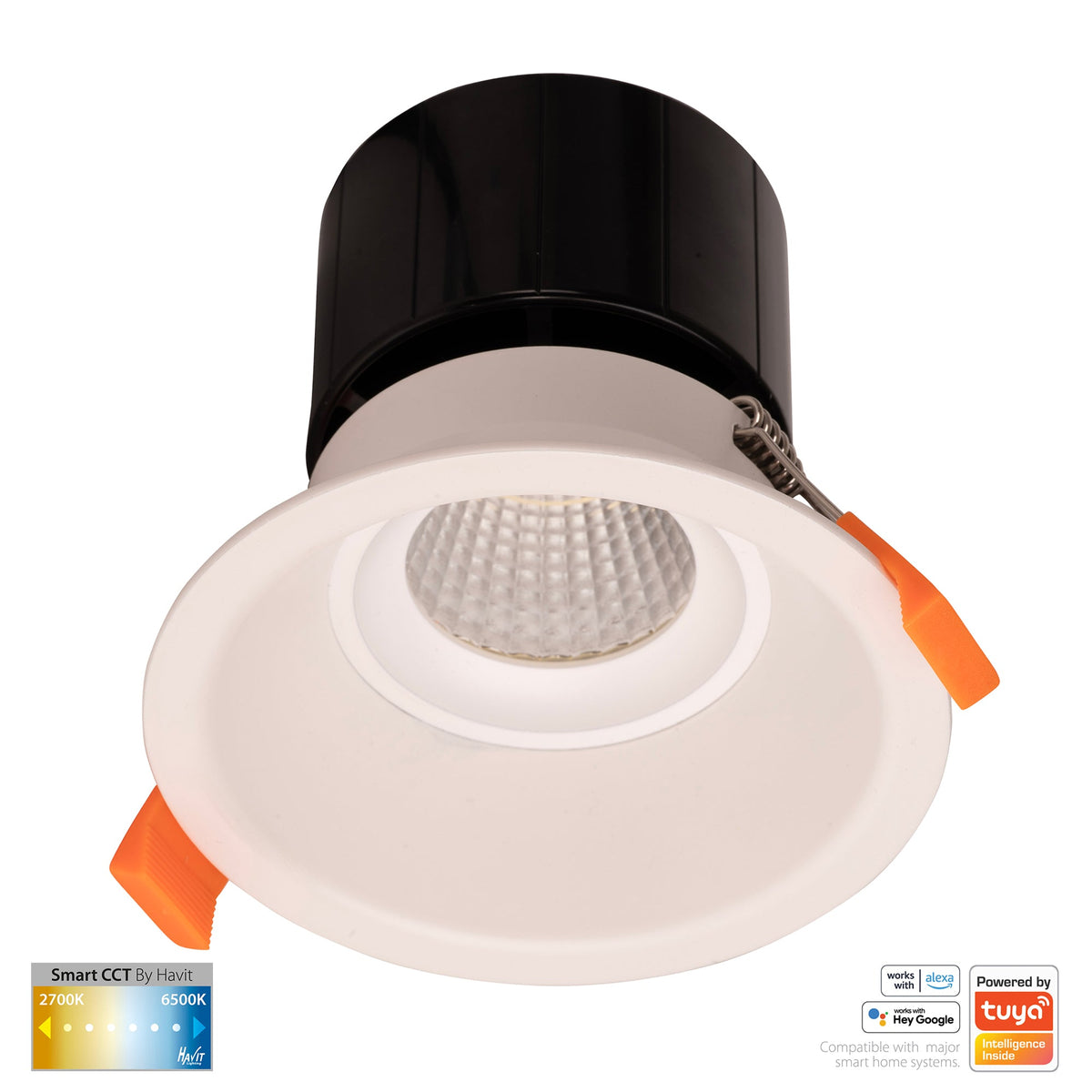 White Deep Fixed WIFI Downlight 90mm Cutout - HV5514CCT-WHT