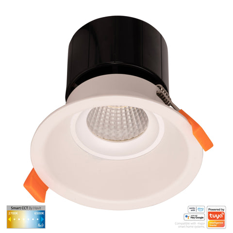 White Deep Fixed WIFI Downlight 90mm Cutout - HV5514CCT-WHT