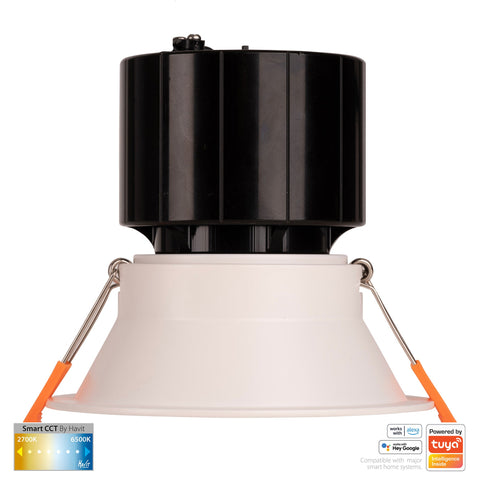 White Deep Fixed WIFI Downlight 90mm Cutout - HV5514CCT-WHT
