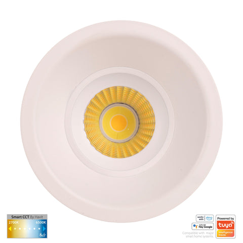 White Deep Fixed WIFI Downlight 90mm Cutout - HV5514CCT-WHT
