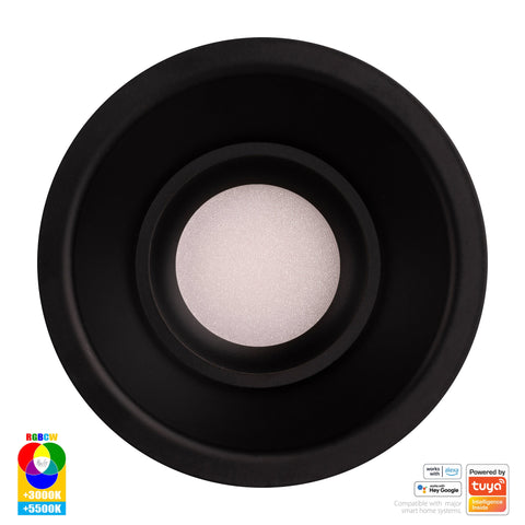 Black Deep Fixed WIFI Downlight 90mm Cutout - HV5514RGBCW-BLK