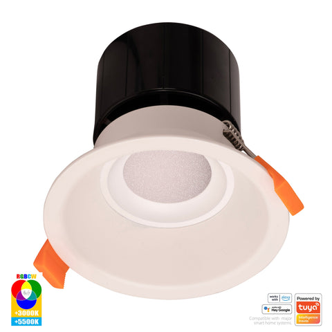 White Deep Fixed WIFI Downlight 90mm Cutout - HV5514RGBCW-WHT