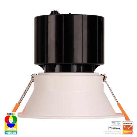 White Deep Fixed WIFI Downlight 90mm Cutout - HV5514RGBCW-WHT