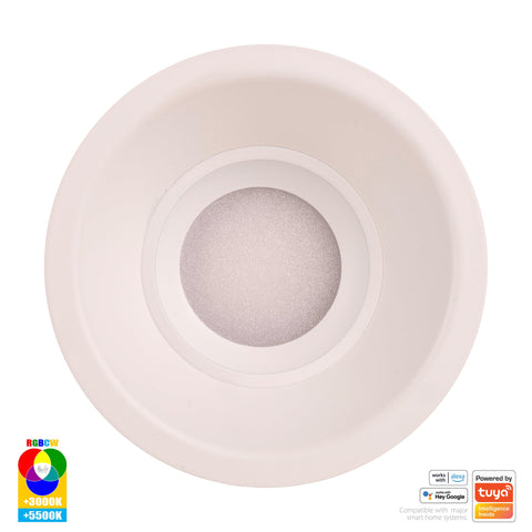 White Deep Fixed WIFI Downlight 90mm Cutout - HV5514RGBCW-WHT