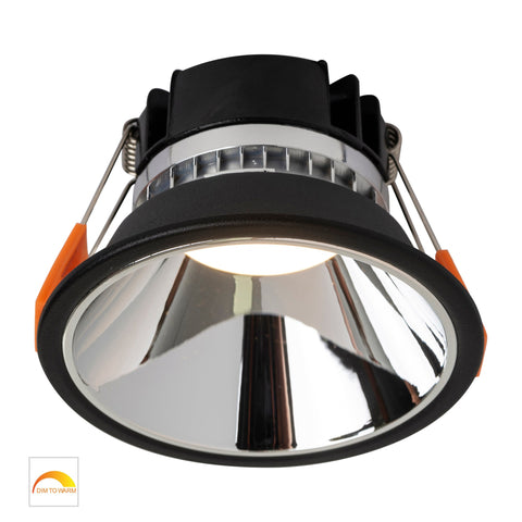 Gleam Black with Chrome Insert Fixed Dim to Warm LED Downlight - HV5528D2W-BC