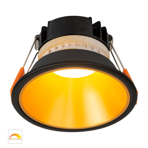 Gleam Black with Gold Insert Fixed Dim to Warm LED Downlight - HV5528D2W-BG