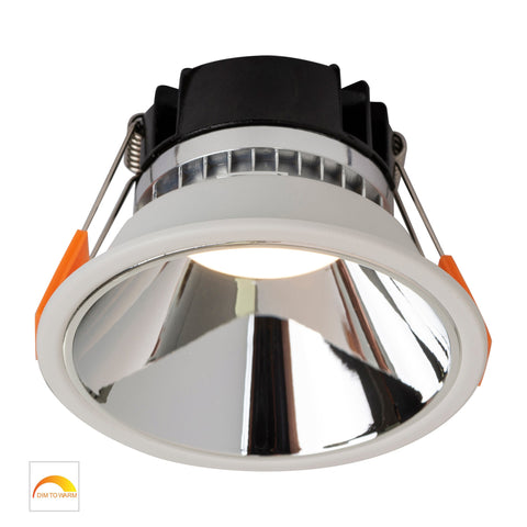 Gleam White with Chrome Insert Fixed Dim to Warm LED Downlight - HV5528D2W-WC