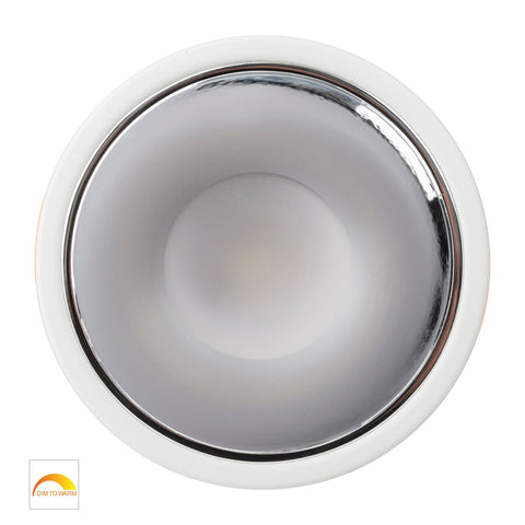 Gleam White with Chrome Insert Fixed Dim to Warm LED Downlight - HV5528D2W-WC