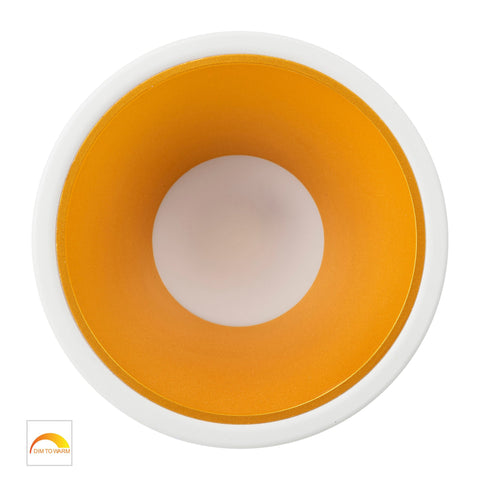 Gleam White with Gold Insert Fixed Dim to Warm LED Downlight - HV5528D2W-WG