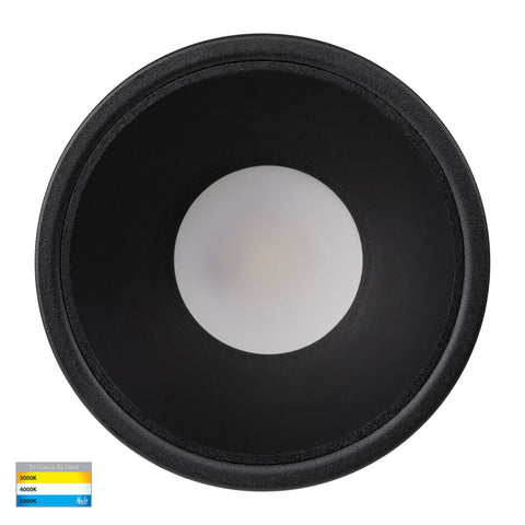 Gleam Black with Black Insert Tri Colour Fixed Deep LED Downlight - HV5528T-BB