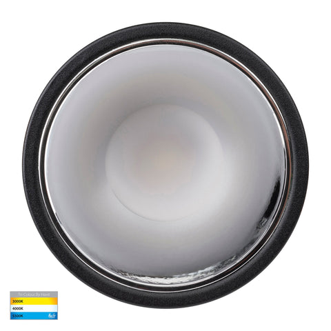 Gleam Black with Chrome Insert Tri Colour Fixed Deep LED Downlight - HV5528T-BC