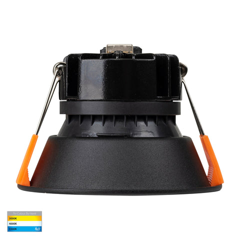 Gleam Black with Black Insert Tri Colour Fixed Deep LED Downlight - HV5528T-BB