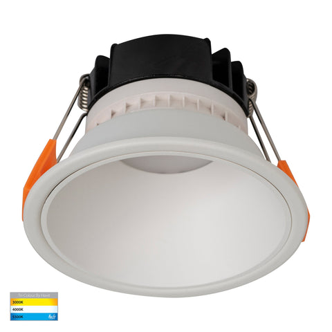 Gleam White with White Insert Tri Colour Fixed Deep LED Downlight - HV5528T-WW