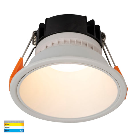 Gleam White with White Insert Tri Colour Fixed Deep LED Downlight - HV5528T-WW