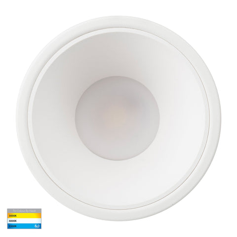Gleam White with White Insert Tri Colour Fixed Deep LED Downlight - HV5528T-WW