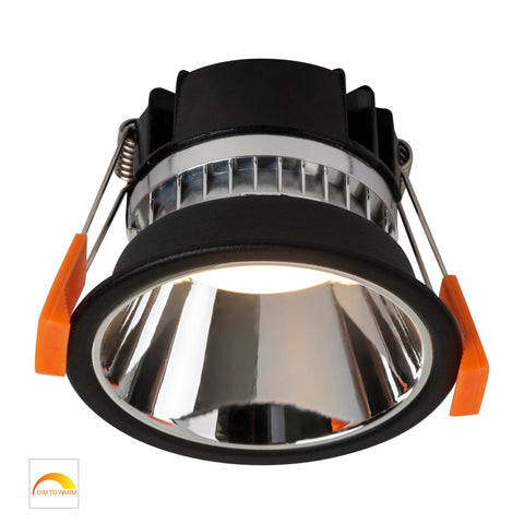 Gleam Black with Chrome Insert Fixed Dim to Warm LED Downlight - HV5529D2W-BC