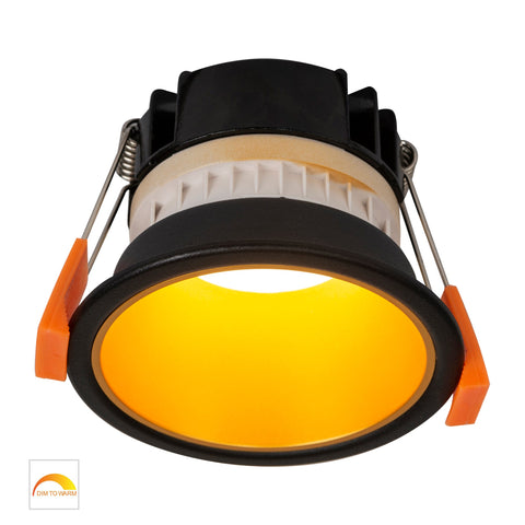 Gleam Black with Gold Insert Fixed Dim to Warm LED Downlight - HV5529D2W-BG