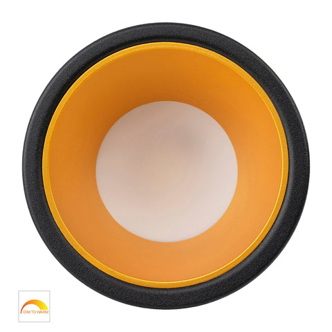 Gleam Black with Gold Insert Fixed Dim to Warm LED Downlight - HV5529D2W-BG