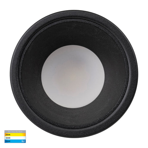 Gleam Black with Black Insert Tri Colour Fixed Deep LED Downlight - HV5529T-BB