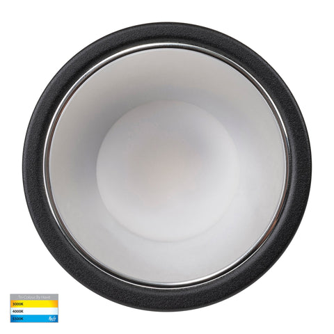 Gleam Black with Chrome Insert Tri Colour Fixed Deep LED Downlight - HV5529T-BC
