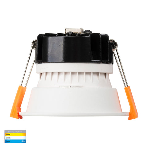 Gleam White with Black Insert Tri Colour Fixed Deep LED Downlight - HV5529T-WB