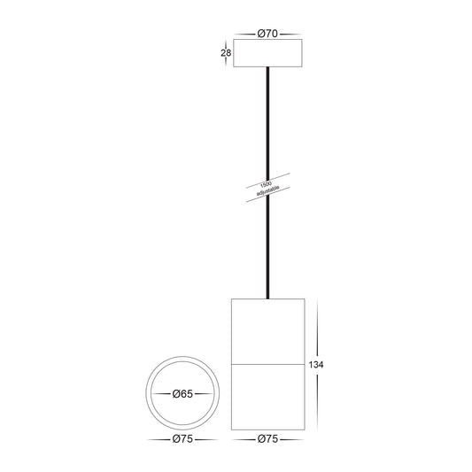 Nella Black 7w LED Pendant - HV5802T-BLK-P