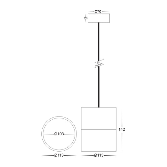 Nella Black 12w LED Pendant - HV5803T-BLK-P