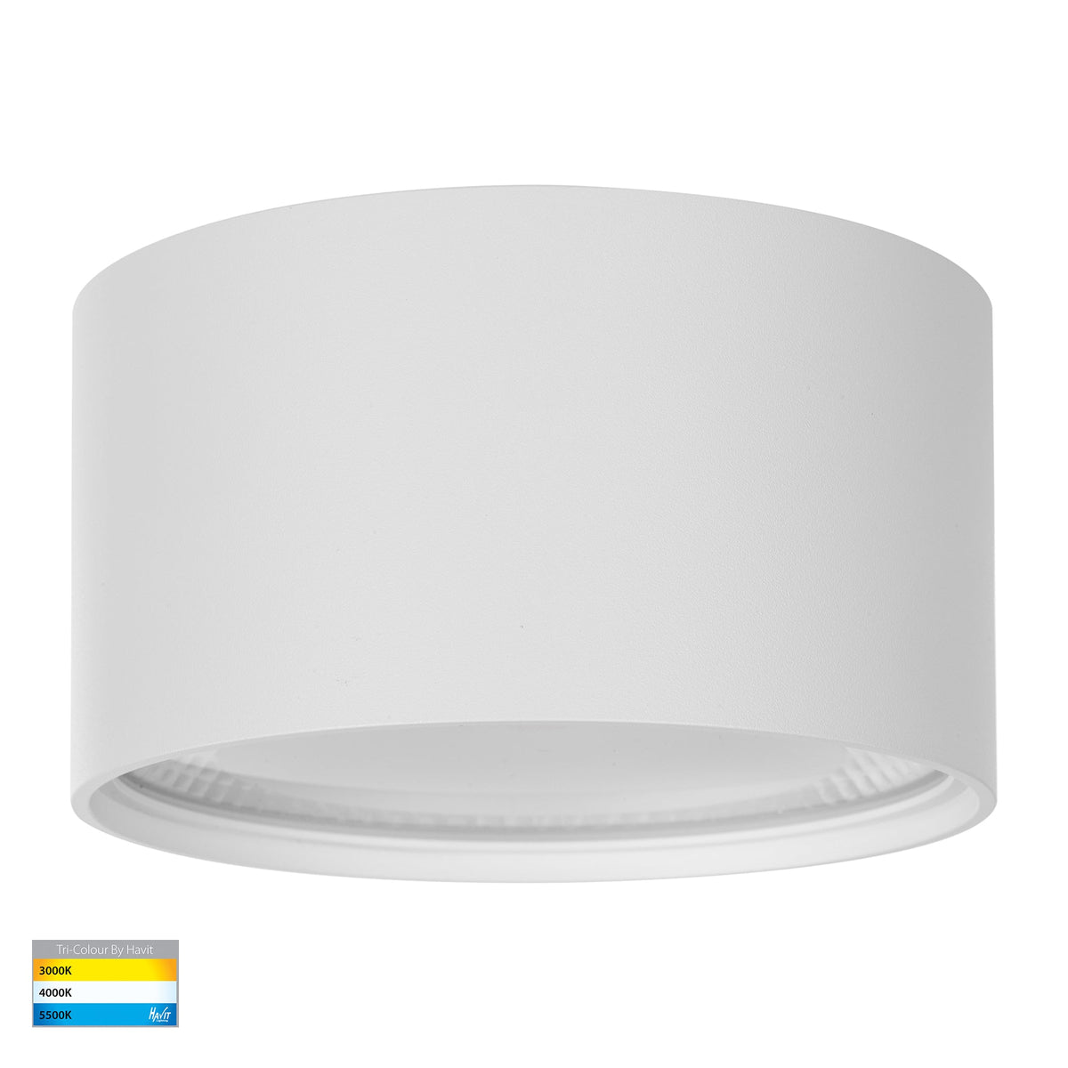 White Surface Mounted Round Downlight C/W Extension - HV5805T-WHT-EXT-12V