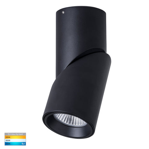 Nella Black 12w Surface Mounted Rotatable LED Downlight   HV5823T-BLK