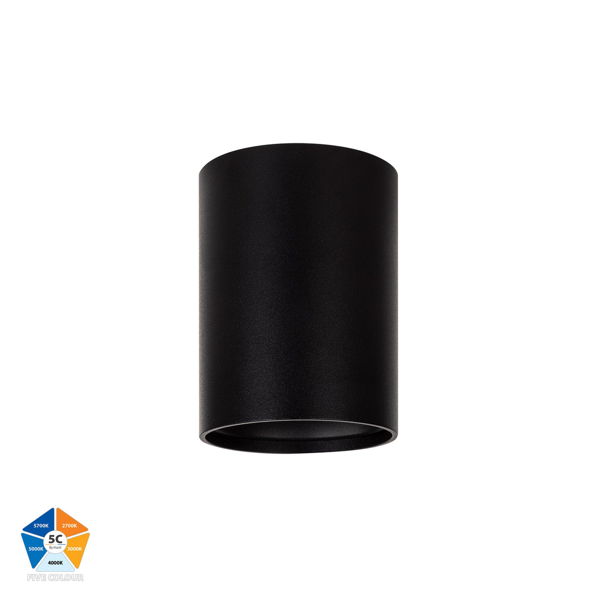 Black Surface Mounted Round Downlight - HV5841S-BLK-12V